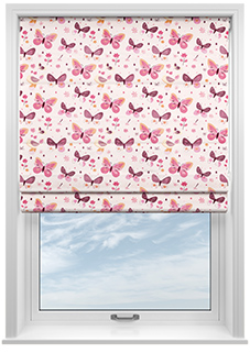 Butterfly Garden, Precious Pinks - Roman Blind